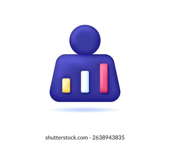 personal growth concept. ability, performance, skills, continue to increase and develop. improvement and development. illustration of symbol of person with increasing graph. symbol. 3d style