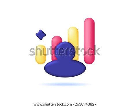 personal growth concept. ability, performance, skills, continue to increase and develop. improvement and development. illustration of symbol of person with increasing graph. symbol. 3d style