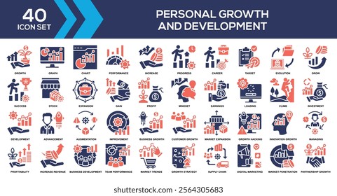 Personal Growth And Development Glyph Color Icon Collection