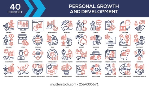 Personal Growth And Development Line Color Icon Collection