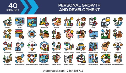 Personal Growth And Development Lineal Color Icon Collection