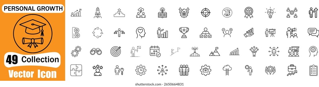 Personal growth and development vector icon collection for career advancement