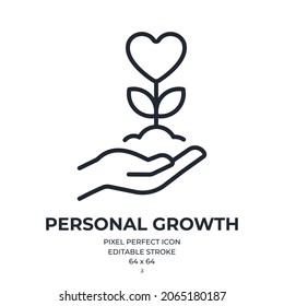 Personal growth editable stroke outline icon isolated on white background flat vector illustration. Pixel perfect. 64 x 64.