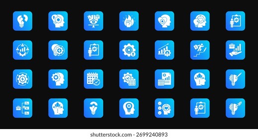 Personal growth essentials Cohesive set of minimalist vector icons representing key ideas with visual clarity