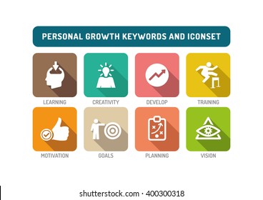 Personal Growth Flat Icon Set