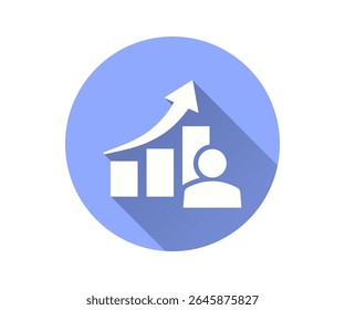 Personal growth flat icon. Simple illustration with long shadow for graphic and web design.