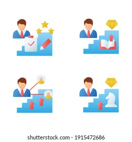 Personal growth flat icons set. Consists of growth zone, enhancing lifestyle, identifying potential, spiritual identity etc. 3D color vector illustrations