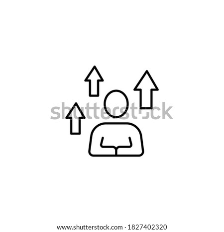 Personal growth, human and arrow up simple thin line icon vector illustration