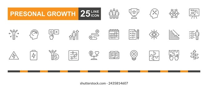 Personal growth icon. Management, goal, organization, leadership and more line icon. Most popular personal growth icons.