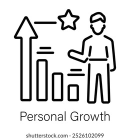 Personal growth icon in outline style 