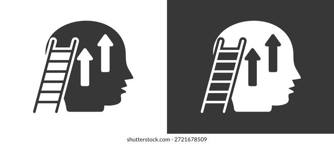 Colección De Vector Del Conjunto Del Icono Del Crecimiento Personal Aislada En Blanco Y Negro