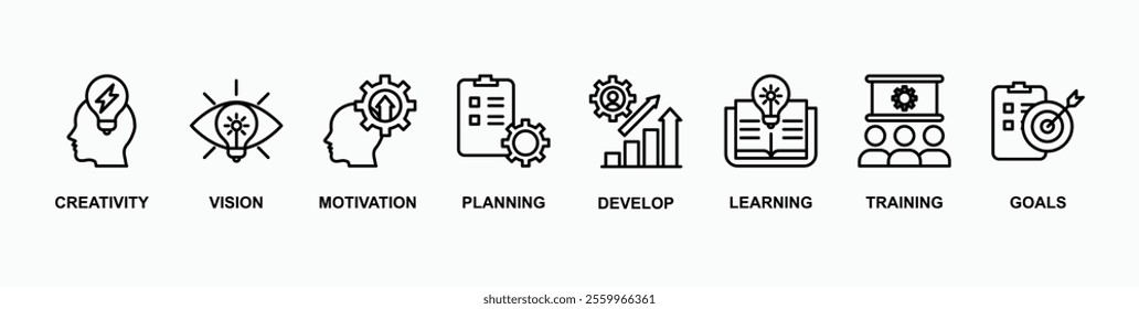 Personal growth icon vector illustration concept with an icon of creativity, vision, motivation, planning, develop, learning, training, and goals