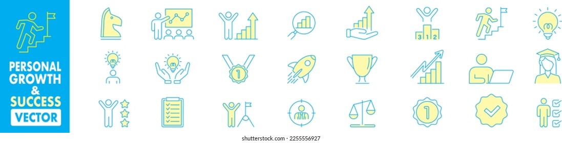 Personal growth icons collection Vector illustration