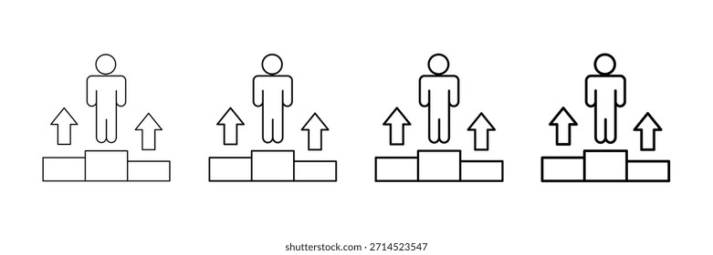 Conjunto de Vector de iconos de crecimiento personal en estilo de línea de trazo diferente