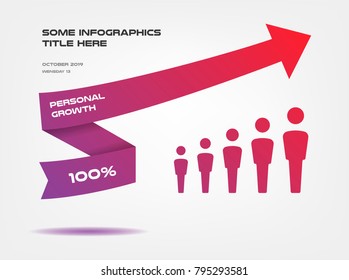 Personal growth infographics. Element of chart, graph, diagram with 2 options - parts, processes, timeline. Vector business template for presentation, workflow layout, annual report, web design