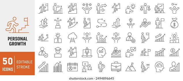 Personal Growth Line Editable Icon Set