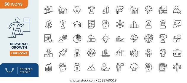 Personal Growth Line Editable Icon Set	
