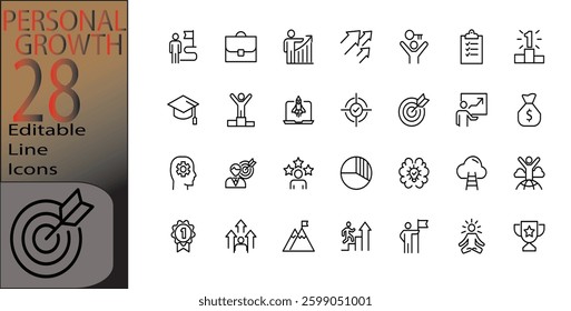 personal growth Line Editable Icons set