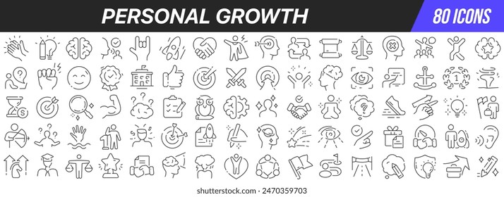 Personal growth line icons collection. Big UI icon set in a flat design. Thin outline icons pack. Vector illustration EPS10