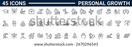 Personal Growth line icons set. Pictograms and infographics for mobile apps and web. editable stroke. full vector.