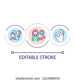 Personal growth loop concept icon. Personal knowledge management abstract idea thin line illustration. Brainstorming for innovation. Isolated outline drawing. Editable stroke. Arial font used