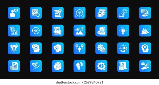 Plan de crecimiento personal   Conjunto coherente de iconos vectoriales minimalistas que representan ideas clave con claridad visual