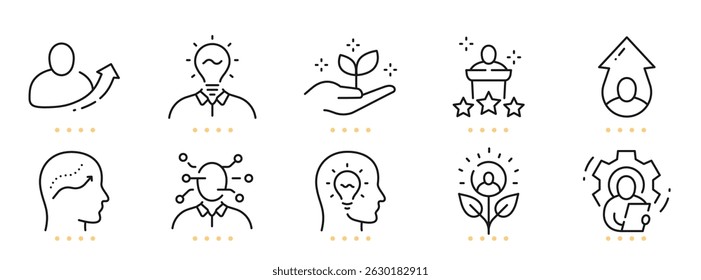 Personal growth related line icons. Editable stroke