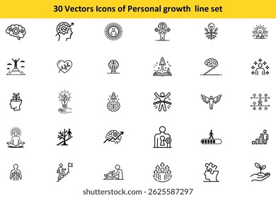  Personal Growth and  Self-Improvement Line Icons  Editable Vector Set for Success and Motivation
