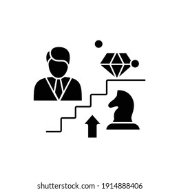 Personal growth strategies glyph icon. Personal growth concept. Self improvement strategies and self organization. Certification training. Filled flat sign. Isolated silhouette vector illustration