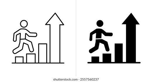 Personal Growth stroke and solid web icon set. Vector illustration