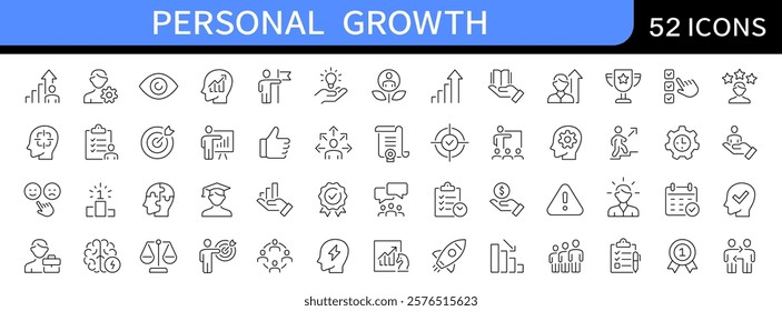 Personal growth thin line icons set. Development symbol. Editable stroke. Vector