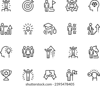 Personal Growth - thin line vector design icon set