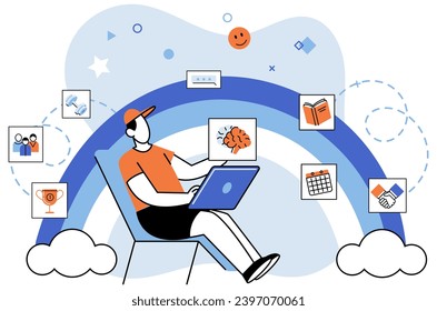 Personal growth. Vector illustration. Developing strategy is important for achieving personal growth and success Being skilled in various areas contributes to personal growth and development