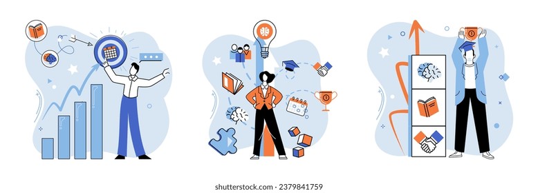 Personal growth. Vector illustration. Development oneself requires consistent effort and dedication Discovering oneself leads to personal growth and finding ones purpose The personal growth concept