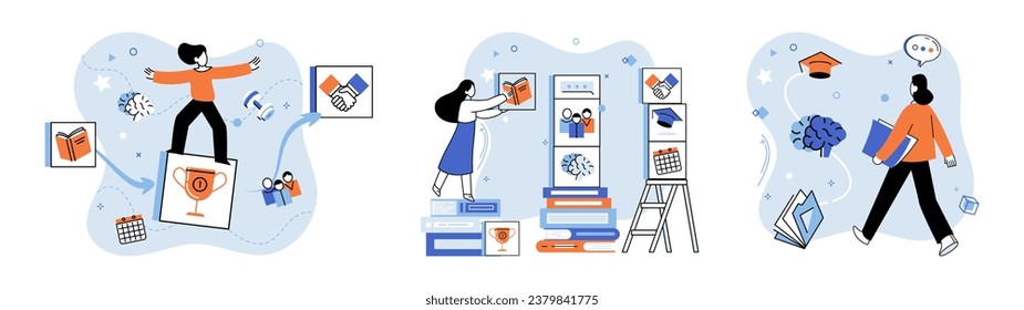 Personal growth. Vector illustration. Training and honing skills are crucial for personal growth and development Efficiency and effectiveness contribute to personal growth and improvement Development