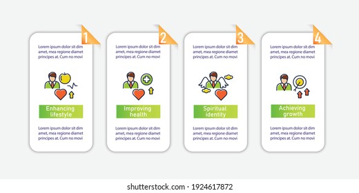 Personal growth vector infographics. Self improvement and self realization. Personal development template for presentations,workflow layout, info chart,banner. Mobile app pages screen with 4 concepts