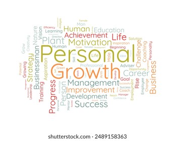 Personal Growth wordcloud template. Business concept vector background.