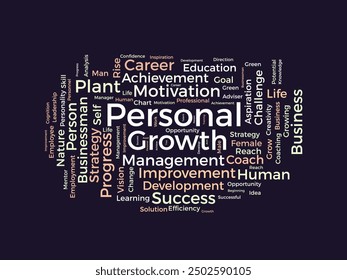 Personal Growth wordcloud template. Business concept vector background.