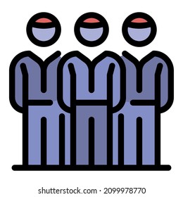 Personal guard group icon. Outline personal guard group vector icon color flat isolated