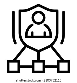 Personal guard scheme icon. Outline personal guard scheme vector icon for web design isolated on white background