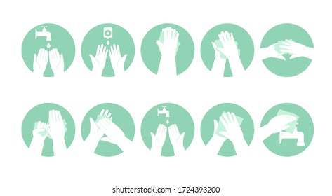 Personal hand hygiene, disease prevention and medical educational infographics: how to wash your hands step by step. Vector illustration