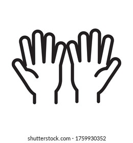 personal hand hygiene, hands palms, disease prevention and health care line style icon vector illustration