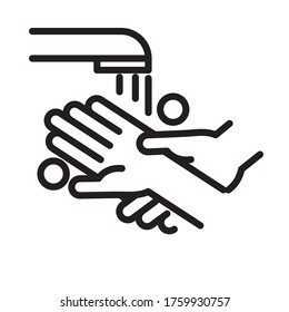 personal hand hygiene, rub hands, disease prevention and health care line style icon vector illustration