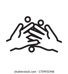 Personal Hand Hygiene, Rub Hands Together, Disease Prevention And Health Care Line Style Icon Vector Illustration