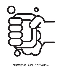 personal hand hygiene, hand with soap disease prevention and health care line style icon vector illustration