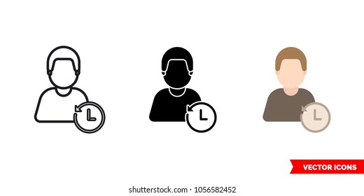 
Personal history icon of 3 types: color, black and white, outline. Isolated vector sign symbol.