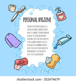 Personal Hygiene Banner. Cartoon Illustration