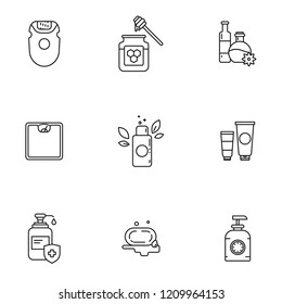 Personal Hygiene, Beauty Kit, Personal Care Products. Vector Set Of Icons Isolated On White Background.