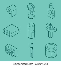 Personal hygiene flat outine isometric set