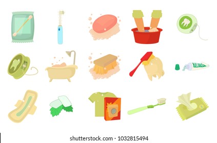 Personal hygiene icon set. Cartoon set of personal hygiene vector icons for web design isolated on white background